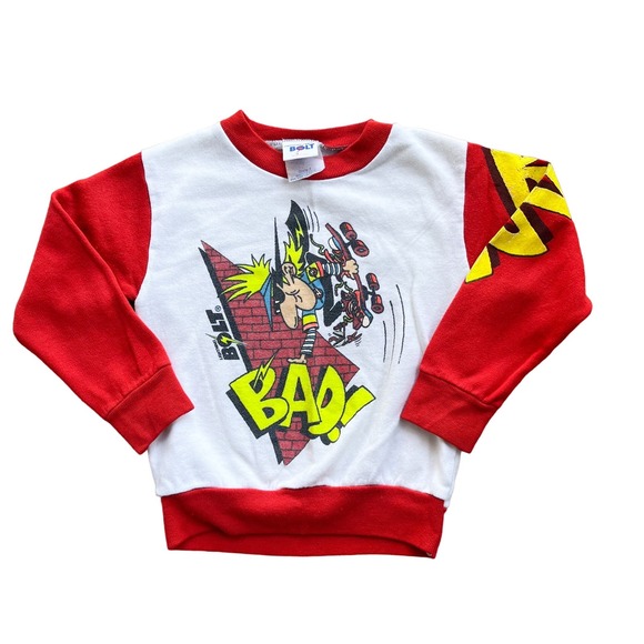 Youth 1980s Vintage Lightning Bolt Sweatshirt Size 7 - Picture 1 of 10